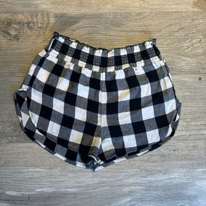 black and white plaid pj shorts